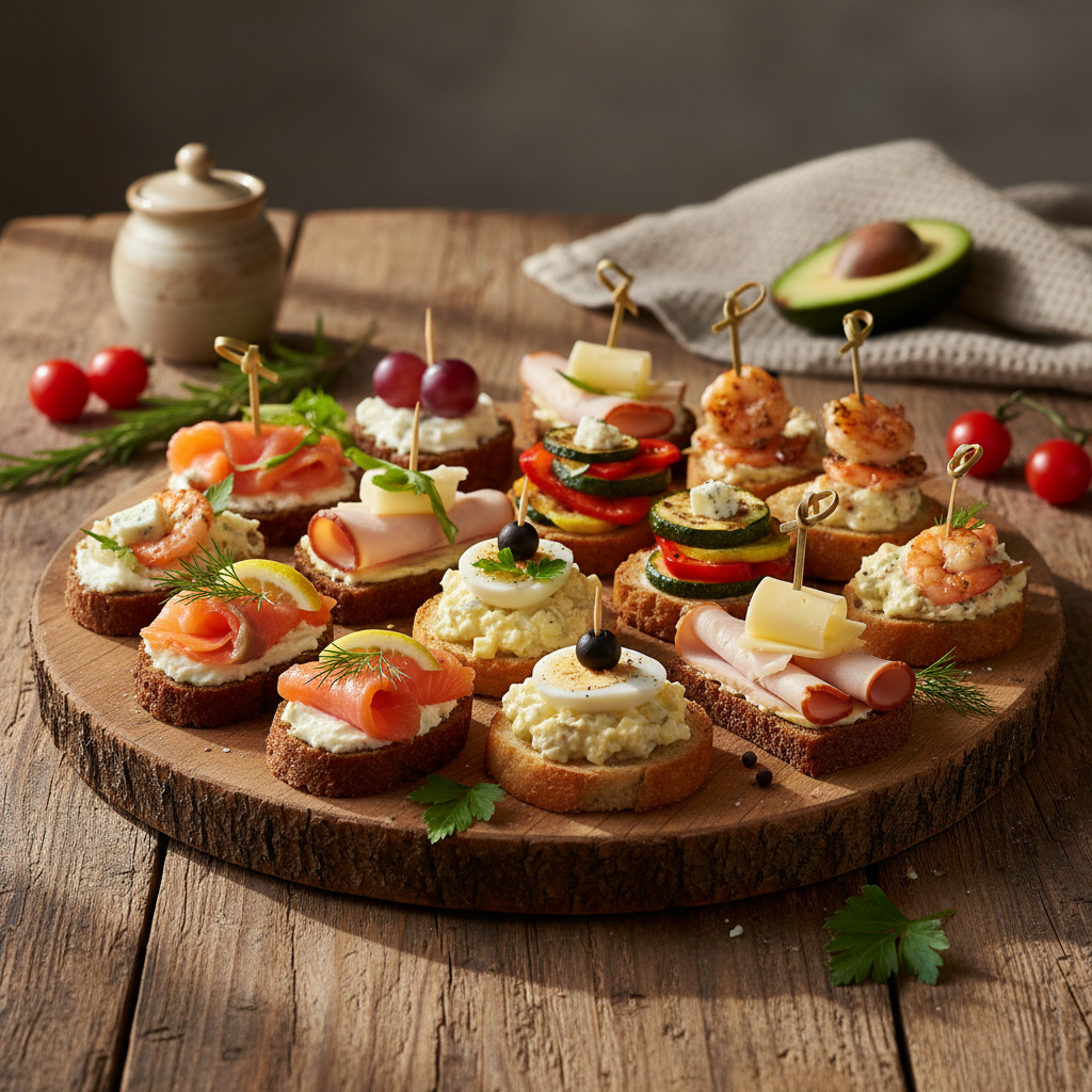 Idėjos, kaip greitai ir skaniai pasigaminti šventinius vieno kąsnio sumuštinius