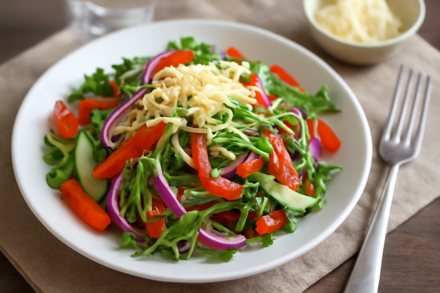 Pikantiškos salotos su sūriu – naujas skonis ant stalo