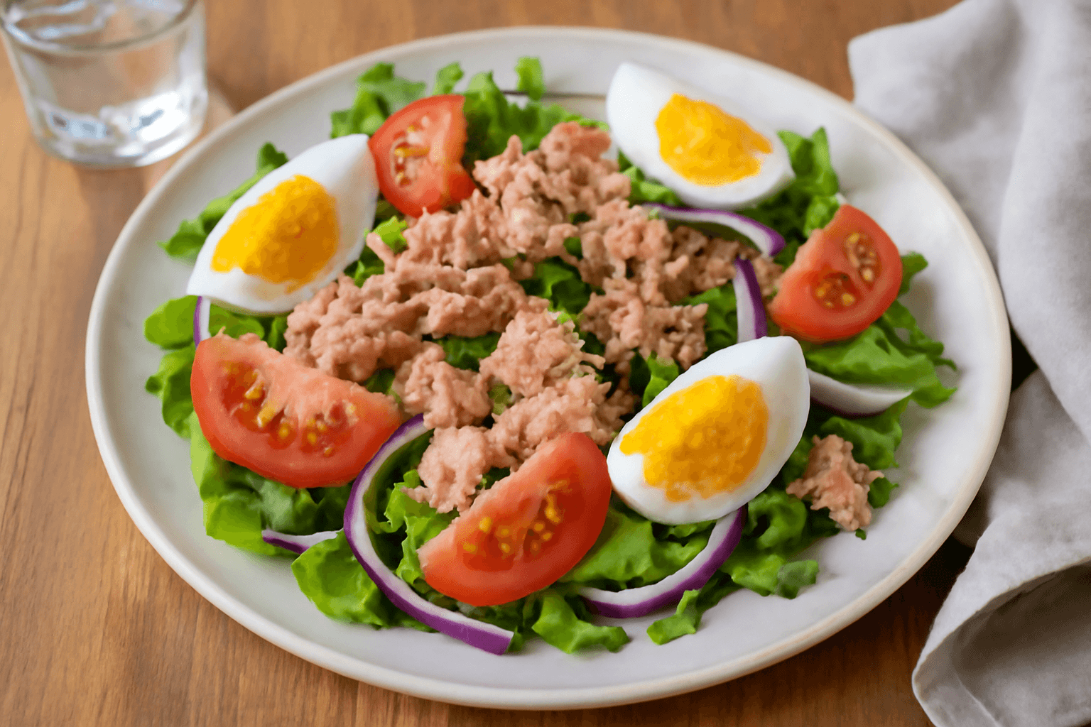 Tuno salotos su kiaušiniu ir pomidorais – greitas receptas vakarienei