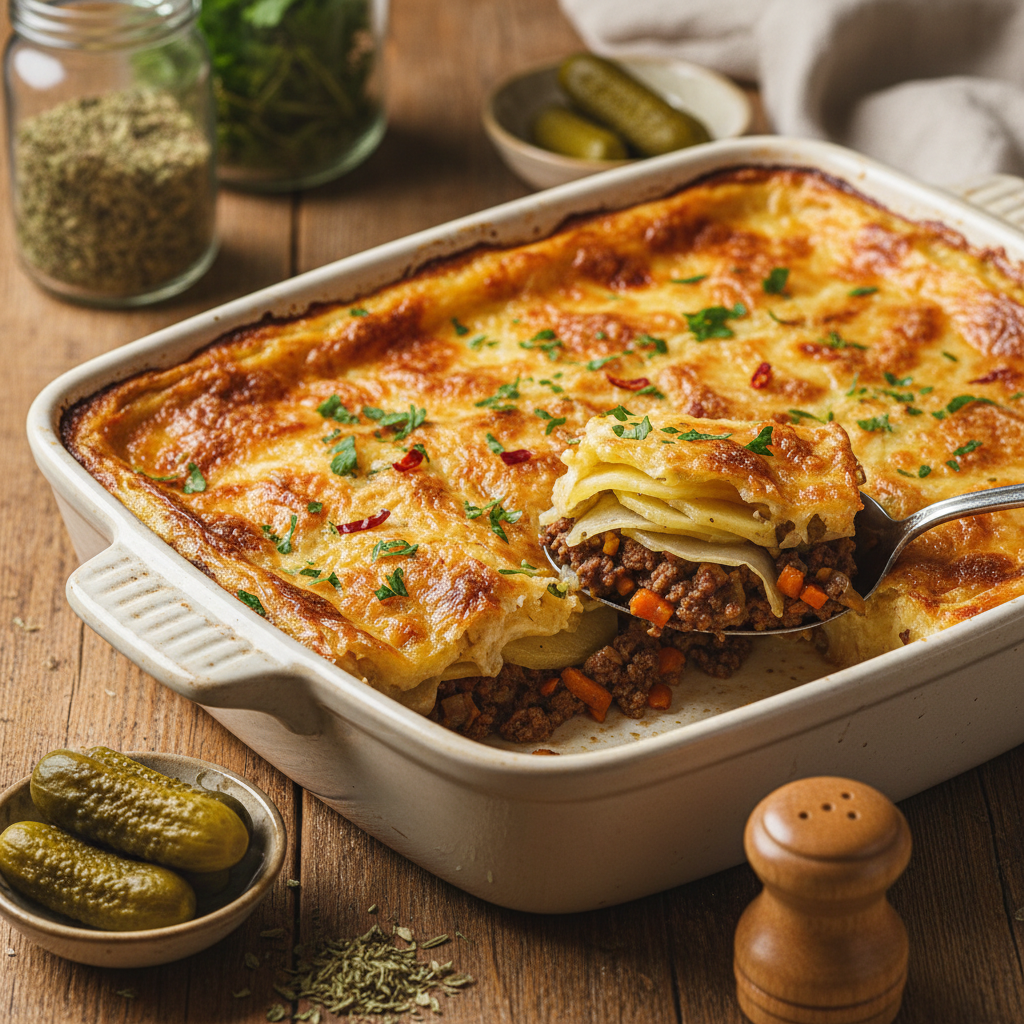 Bulvių apkepas su faršu: soti vakarienė visai šeimai