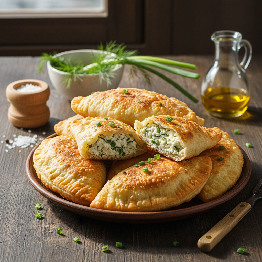 Čeburekai su varške ir kefyru: purūs ir labai skanūs