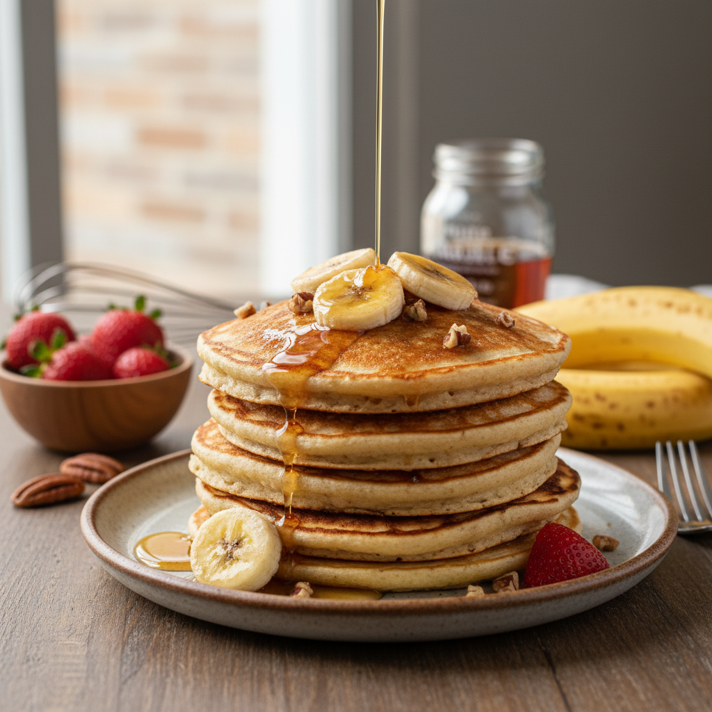 Purūs blynai su bananais: receptas, kuris tirpsta burnoje