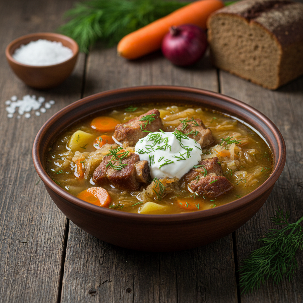 Raugintų kopūstų sriuba su šonkauliukais: naminis receptas