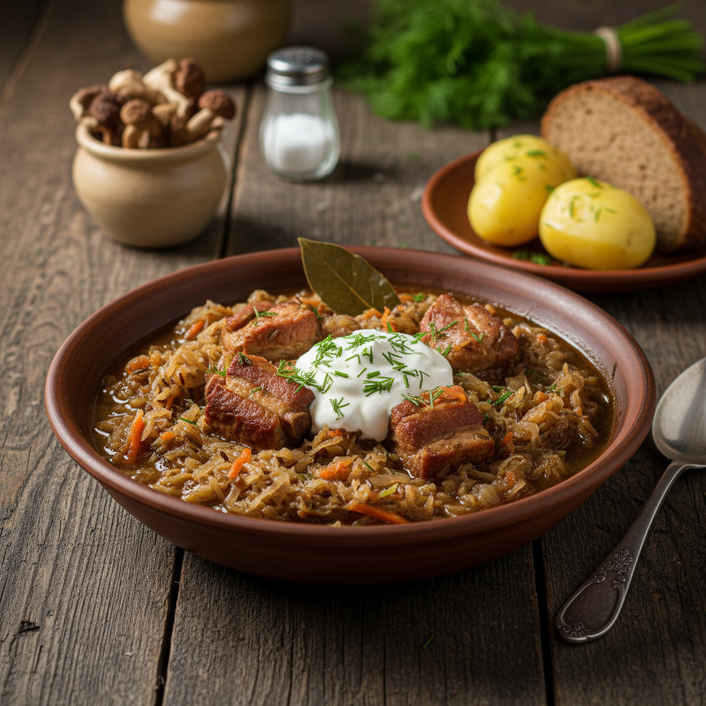 Raugintų kopūstų troškinys su šonkauliukais: receptas