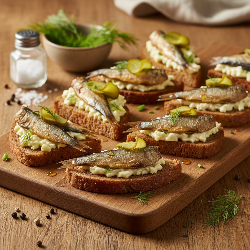 Šprotų sumuštiniai: greitas receptas užklupus svečiams