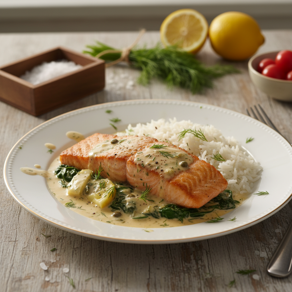 Sultinga lašiša grietinėlės padaže: receptas vakarienei