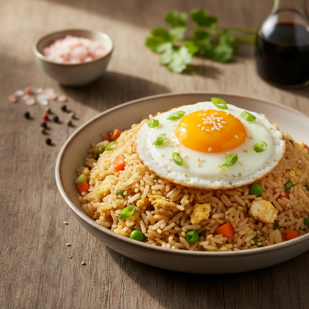 Vakarienė per 15 min: kepti ryžiai su kiaušiniu