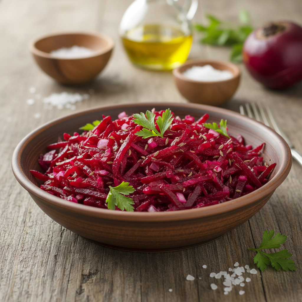 Virtų burokėlių salotos su aliejumi: klasikinis receptas