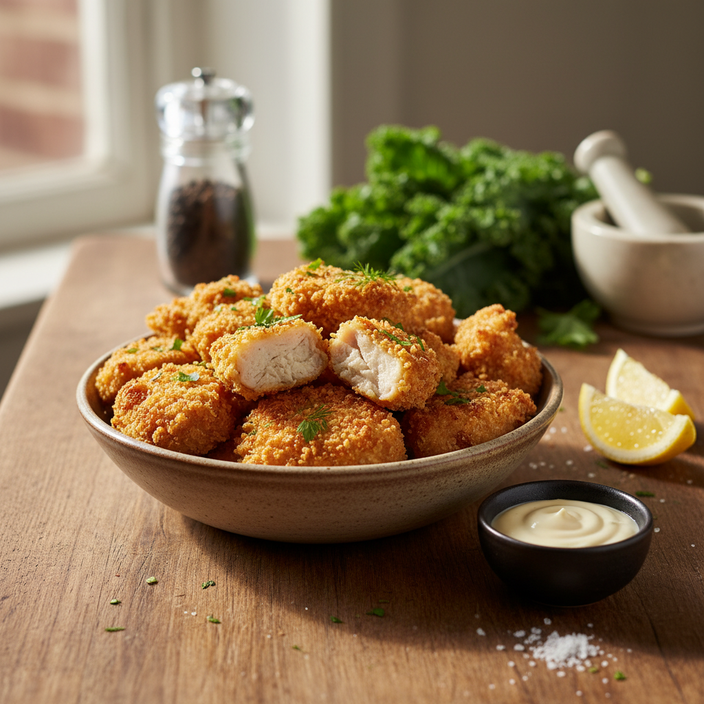 Vištienos kepsneliai su krakmolu: sultingi ir ypač traškūs